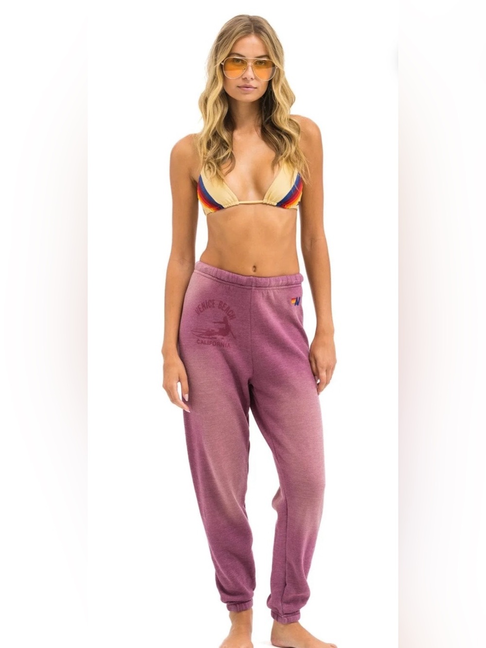 Aviator Nation Venice Super Sweatpants in Faded Berry Size Large